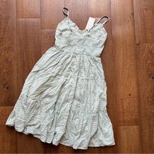Sim & Sam Crochet Eyelet Lace Sundress Tiered Smocked New with Tag Seafoam Green